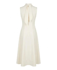 Modenaire Women's High-Mock-Neck Sleeveless A-Line Midi Dress