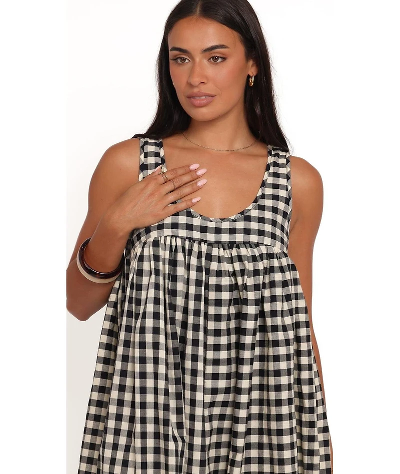 Petal and Pup Women's Atria Gingham Scoop-Neck Mini Dress