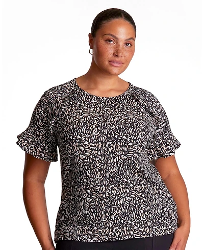 Estelle Women's Abstract Geo Print Short Sleeve Top