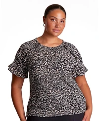 Estelle Women's Abstract Geo Print Short Sleeve Top