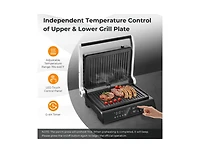 Slickblue 3 in 1 Indoor Electric Panini Press Grill with Led Display-Black