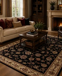 Closeout! Km Home 1596/1312/Black Pesaro Black 7'9" x 11' Area Rug