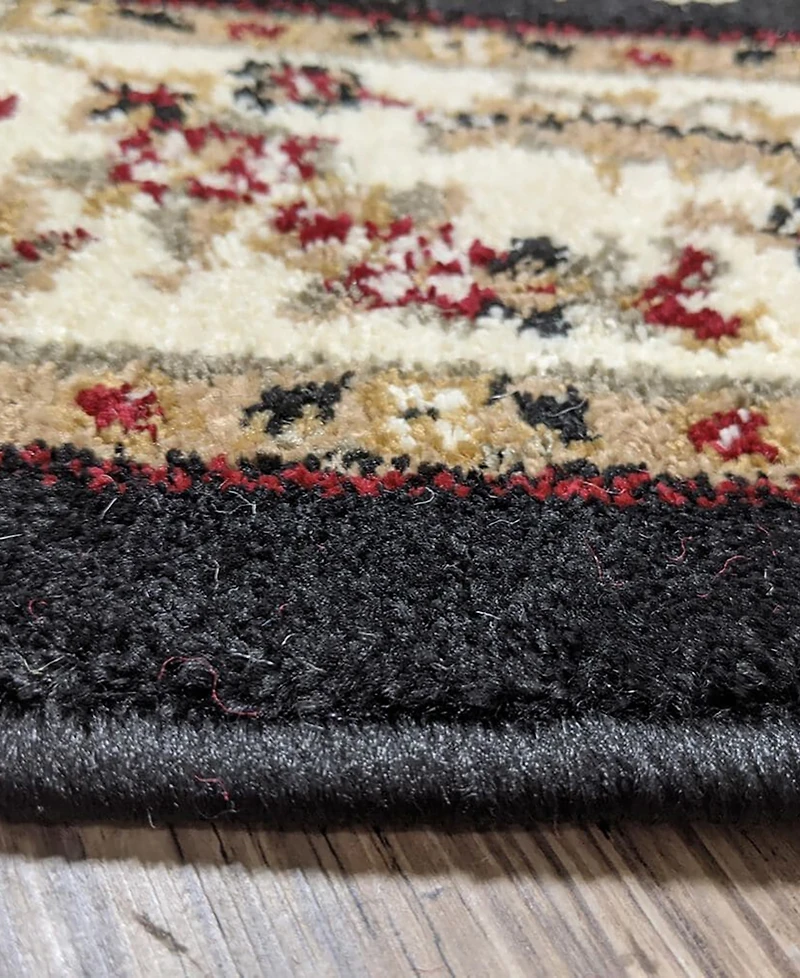 Closeout! Km Home 1596/1314/Black Pesaro Black 2'2" x 7'7" Runner Rug