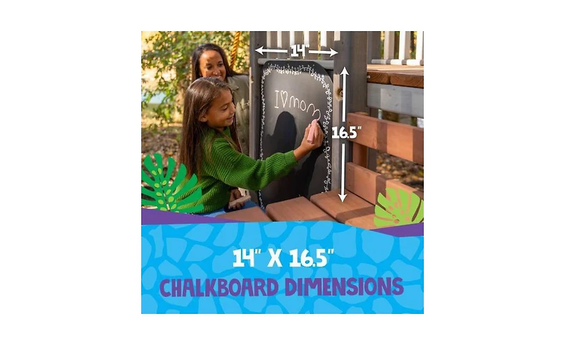 Jack & June Chalkboard Panel Playset Attachment Kit, 14" x 16.5", with Weather-Resistant Chalk Holder, Ages 3+