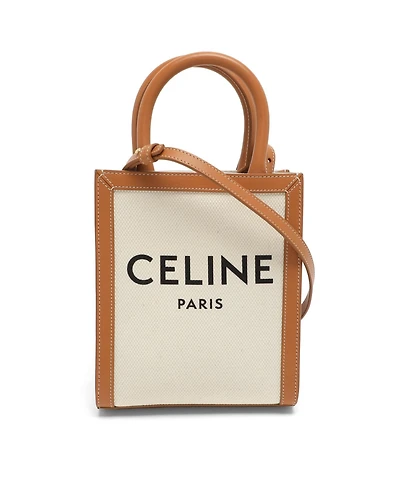 Pre-Owned Celine Women's Vertical Cabas Tote in Canvas with Leather Trim