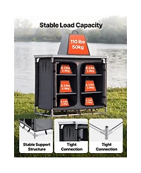 Sugift 6-Shelf Portable Aluminum Camp Kitchen Table and Storage Cook Station with Carry Bag