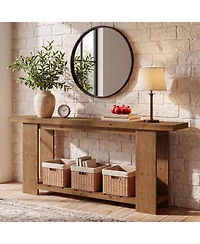 Tribesigns Solid Wood Console Sofa Table, Farmhouse Long Entryway Table Behind Couch