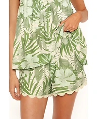 Petal and Pup Women's Lillian Square-Neckline Scallop-Trim Top Shorts, 2-Piece Set