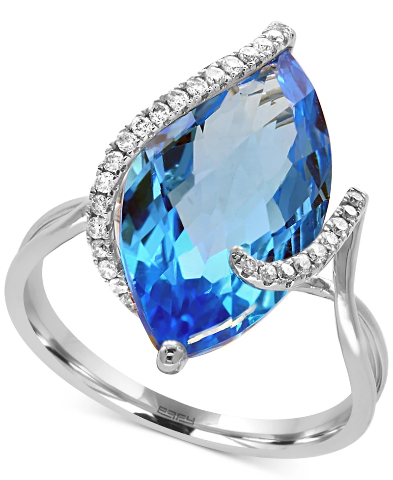 Sunset by Effy Marquise-Cut Lemon Quartz (6-7/8 ct. t.w.) and Diamond (1/8 ct. t.w.) Wrap Ring in 14k Gold (Also in Blue Topaz, Smokey Quartz, & Green
