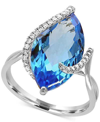 Sunset by Effy Marquise-Cut Lemon Quartz (6-7/8 ct. t.w.) and Diamond (1/8 ct. t.w.) Wrap Ring in 14k Gold (Also in Blue Topaz, Smokey Quartz, & Green