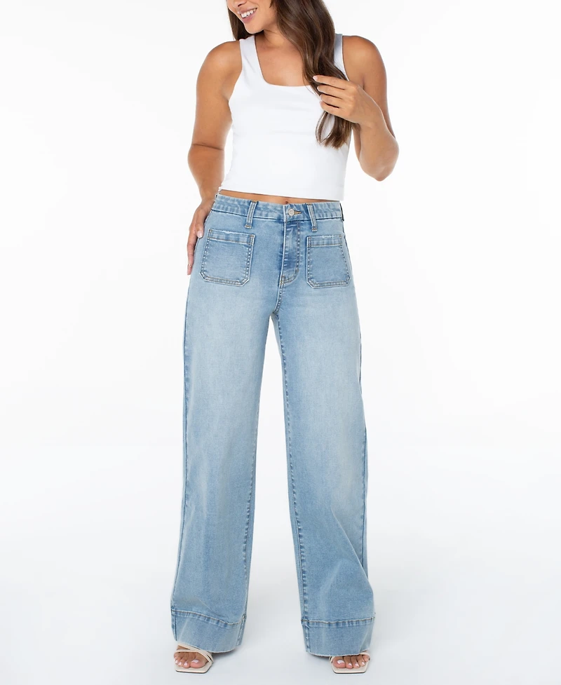 Celebrity Pink Juniors' High-Rise Wide-Leg Patch-Pocket Jeans