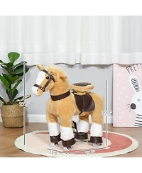 Glintex Ride On Walking Horse Plush Toy with Pedal Drive and Steering Handlebars, Holds 130 lbs, Ages 3-8