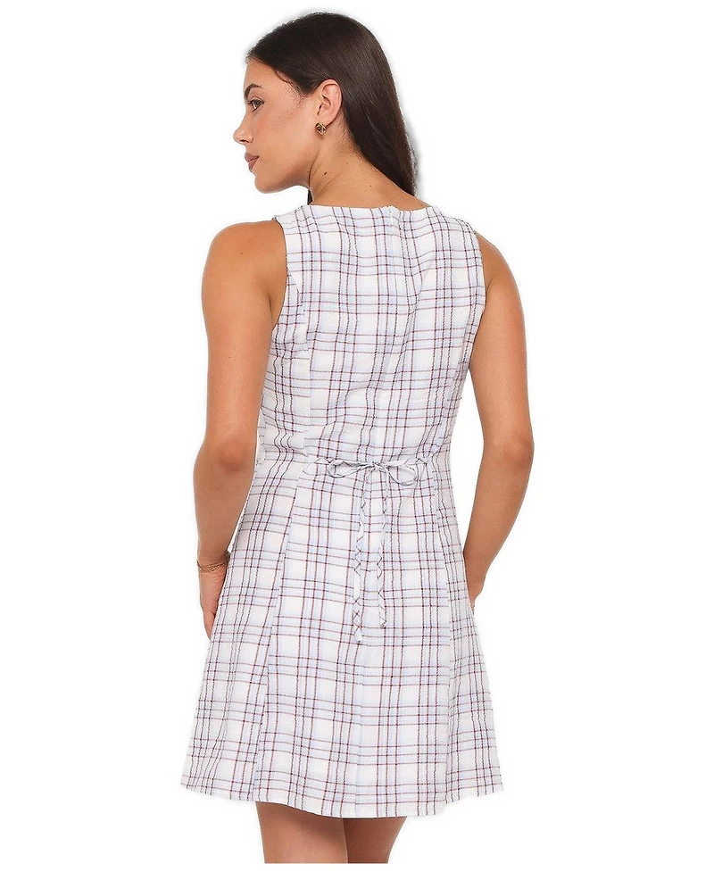 Petal and Pup Women's Circe Plaid A-Line Boat Neck Mini Dress