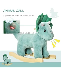 Glintex Plush Ride-On Rocking Triceratops with Realistic Sounds, Holds 99 lbs, Ages 3-6
