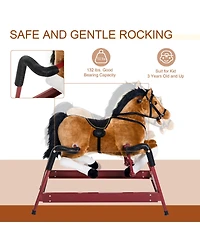 Glintex Spring Rocking Horse, 41.5"L x 23"W x 32.5"H, Plush with Metal Frame, Supports Up to 132 lbs, Ages 3+