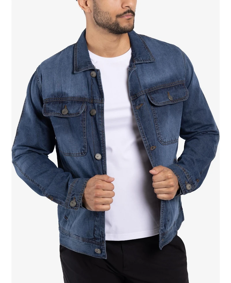 Xray Men's Plaid Lined Denim Jacket
