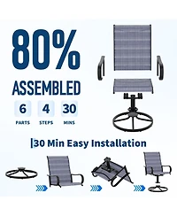 homfan 8-Pack 40" H Patio Swivel Chairs, Outdoor Rotating Lounge Chairs with 360-Degree Swivel for Garden Deck Balcony