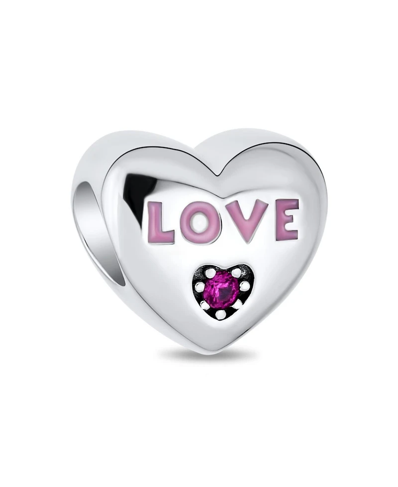 Bling Jewelry Crystal, Enamel, and Sterling Silver Love Heart Charm Bead