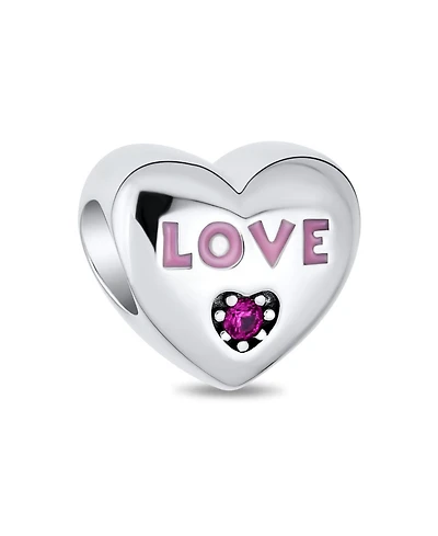 Bling Jewelry Crystal, Enamel, and Sterling Silver Love Heart Charm Bead