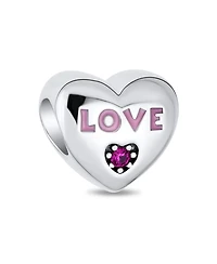 Bling Jewelry Crystal, Enamel, and Sterling Silver Love Heart Charm Bead