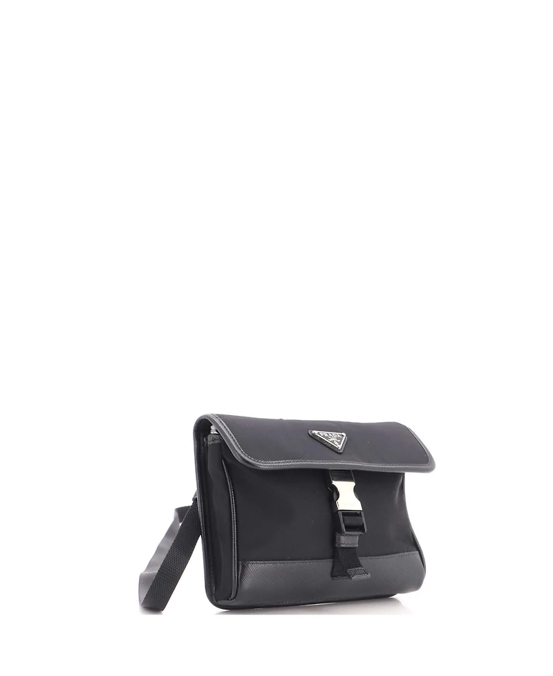 Pre-Owned Prada Small Buckle Flap Crossbody Bag Re-Nylon and Leather