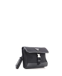 Pre-Owned Prada Small Buckle Flap Crossbody Bag Re-Nylon and Leather
