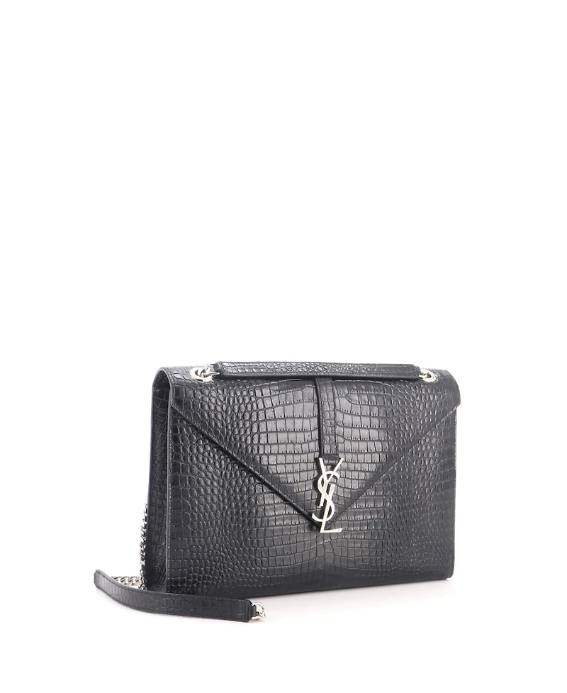 Pre-Owned Saint Laurent Large Classic Monogram Envelope Satchel Embossed Leather