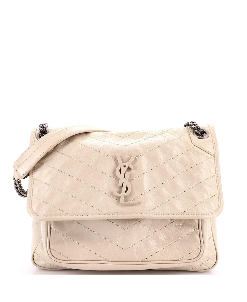 Pre-Owned Saint Laurent Medium Niki Chain Flap Bag Matelasse Chevron Leather