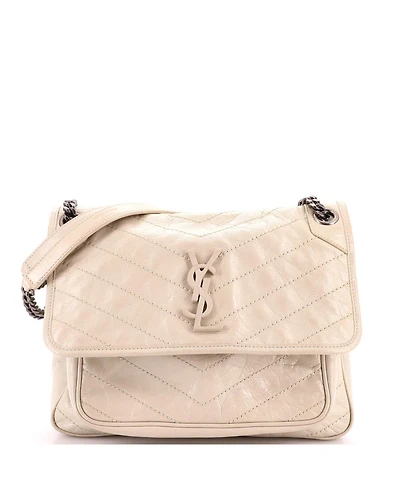 Pre-Owned Saint Laurent Medium Niki Chain Flap Bag Matelasse Chevron Leather