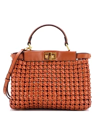 Pre-Owned Fendi Mini Peekaboo Bag Braided Leather