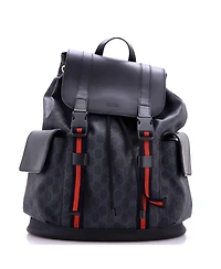 Pre-Owned Gucci Large Double Pocket Buckle Backpack Gg Coated Canvas