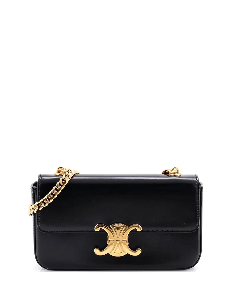 Pre-Owned Celine Triomphe Small Chain Leather Shoulder Bag, 8"W x 4"H x 2"D