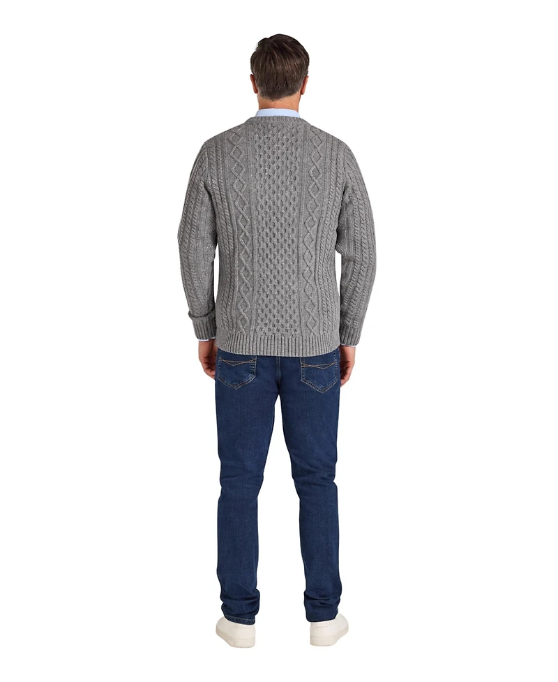 Raging Bull Men's Chunky Cable-Knit Relaxed-Fit Crewneck Sweater