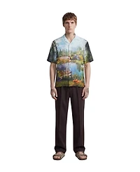 Twisted Tailor Men's Lorcan Landscape-Print Camp Collar Shirt