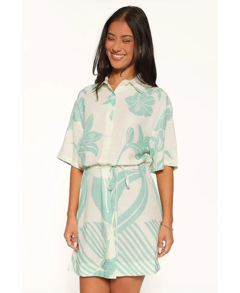 Petal and Pup Women's Karmon Floral-Print Button-Down Mini Dress