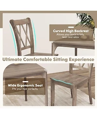 Mecale Set of 2 Cross Back Rubber Wood Dining Chairs