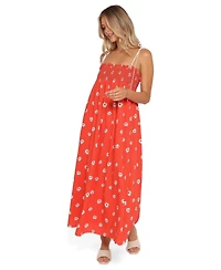 Petal and Pup Women's Josie Floral Square-Neckline Smocked-Bodice Maxi Dress