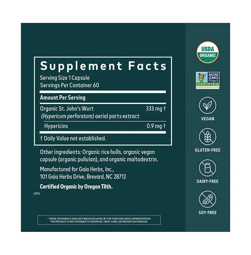 Gaia Herbs St. John's Wort - Natural Stress Support Supplement - With St. John's Wort