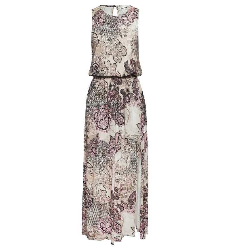 Lascana Women's Viscose Printed Side Slit with Pockets Column Maxi Dress