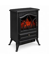 Freestanding Electric Fireplace Stove Heater, Portable Indoor Space Heater With Realistic Led Flame Effect And Quiet Operation For Living Room, Office