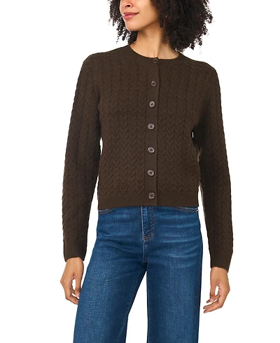 Vince Camuto Women's Cable-Knit Crewneck Cardigan