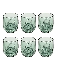Abode Homewares Embossed Leaf Acrylic Stemless Wine Glasses, Set of 6