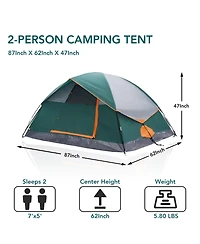 Zeny Double person camping tent, waterproof and windproof dome tent, with multi-directional ventilation function-Two people
