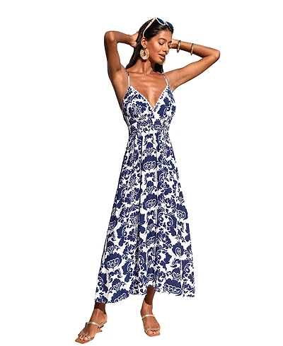 Cupshe Women's Silver Lining Ornate Maxi Beach Dress