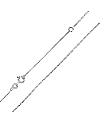 Bling Jewelry Thin Sterling Silver Curb Cuban Chain Necklace with Extender 16-18 Inch