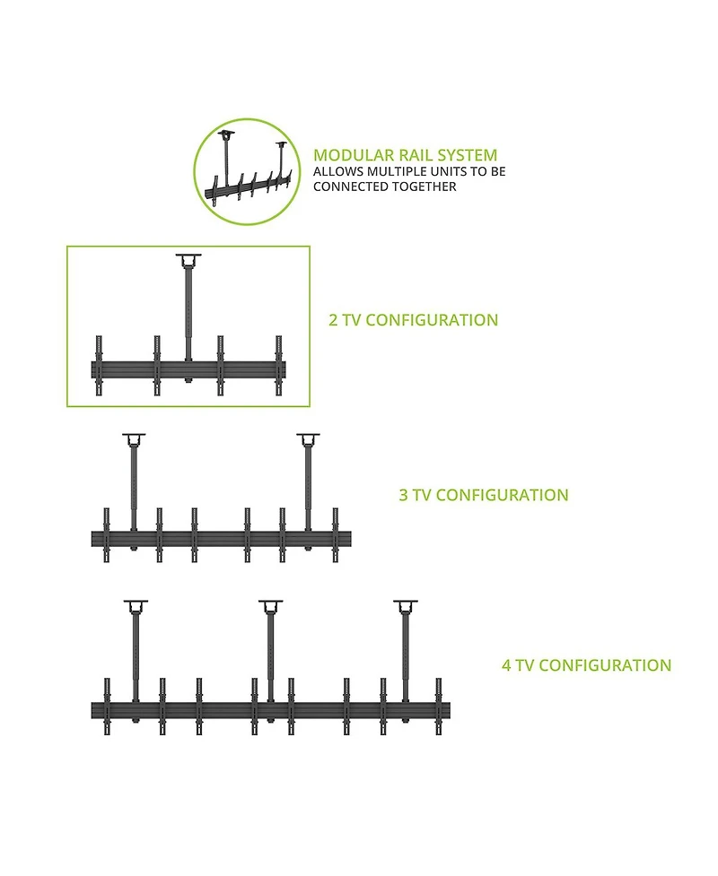 Kanto MBC211T Menu Board Ceiling Mount System with Tilting Arms for 40" - 60" TVs (2 Screens)