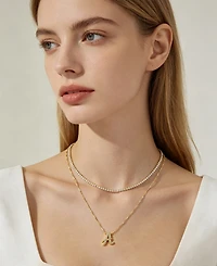 Unwritten Cubic Zirconia Gold-Plated Initial Pendant Necklace Set