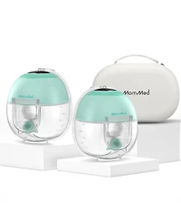 Mommed Wearable 2 Breast Pump with Case Ultra Quiet Bra Electric One Tap Pause Night Light Leakproof 4 Modes 9 Levels 17/19/21mm Inserts
