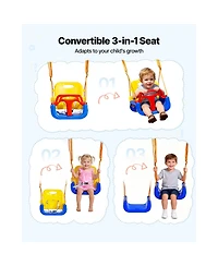 Glintex Toddler 2-in-1 Swing and Jumper with 3-in-1 Convertible Seat, Foldable A-Frame, 200 lb Capacity, Ages 3+