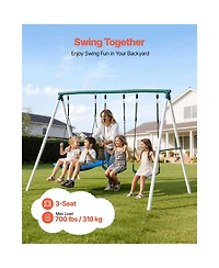 Glintex Backyard A-Frame Swing Set, 700 lb Capacity, Three Seats, Ages 3+